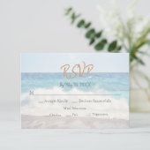 Beach Wedding Invitation Seaside/Oceanside Wedding RSVP Kaartje (Staand voorkant)