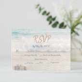 Beach Wedding Invitation Seaside/Oceanside Wedding RSVP Kaartje (Staand voorkant)