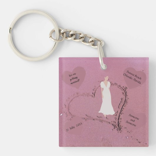 Beach Wedding Invitation Sleutelhanger (voorkant)