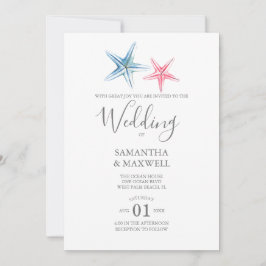 Beach Wedding Invitation - Starfish Kaart