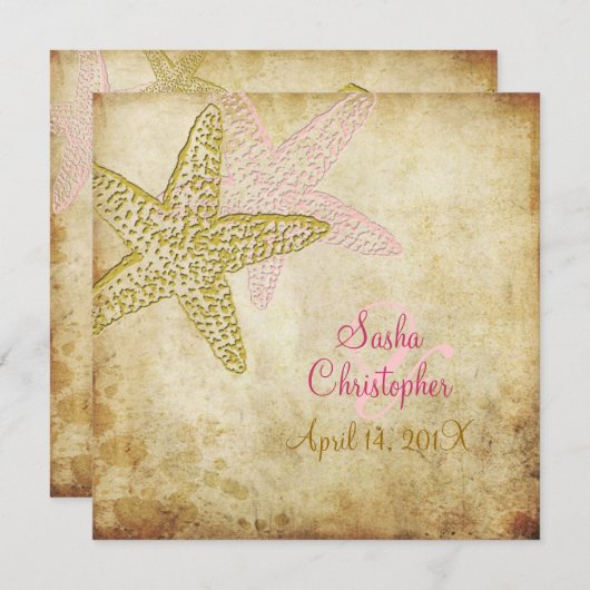 Beach Wedding Invitations/spkles stock Kaart (Voorkant / Achterkant)