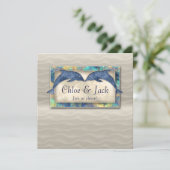 Beach Wedding Invite Dolphin Luau Party Nautical Kaart (Staand voorkant)
