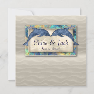 Beach Wedding Invite Dolphin Luau Party Nautical Kaart