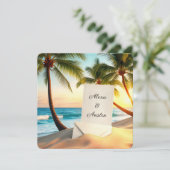 Beach Wedding Invite Kaart (Staand voorkant)