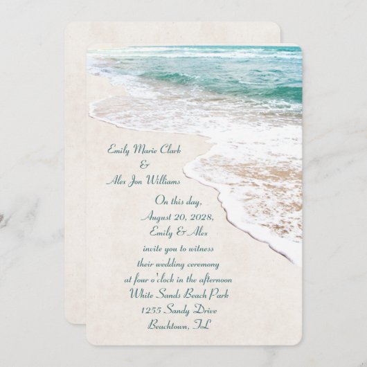 Beach Wedding Invite Kaart (Voorkant / Achterkant)