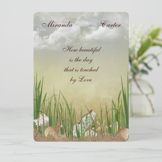 Beach Wedding Invite Kaart (Staand voorkant)