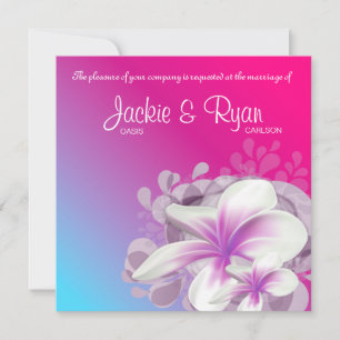 Beach Wedding Invite Plumeria Flower Paars Pink Kaart