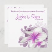 Beach Wedding Invite Plumeria Flower Paars White Kaart (Voorkant / Achterkant)