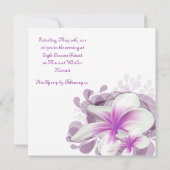 Beach Wedding Invite Plumeria Flower Paars White Kaart (Achterkant)
