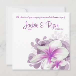 Beach Wedding Invite Plumeria Flower Paars White Kaart