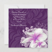 Beach Wedding Invite Plumeria Flower Paarse Leaves Kaart (Achterkant)