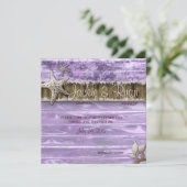 Beach Wedding Invite Seashell Paars hout Save The Date (Staand voorkant)