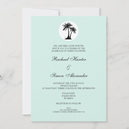 Beach Wedding Invitiation - Turquoise Kaart (Voorkant)
