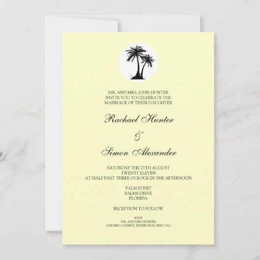 Beach Wedding Invitiation - Yellow Kaart (Voorkant)