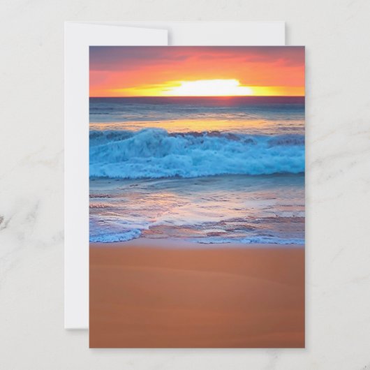 Beach Wedding Inviting Sunset Ocean Waves Kaart (Voorkant)