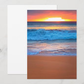 Beach Wedding Inviting Sunset Ocean Waves Kaart (Voorkant / Achterkant)