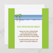 Beach Wedding Invitting Palm Trees Cream Green Kaart (Voorkant / Achterkant)