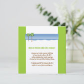 Beach Wedding Invitting Palm Trees Cream Green Kaart (Staand voorkant)
