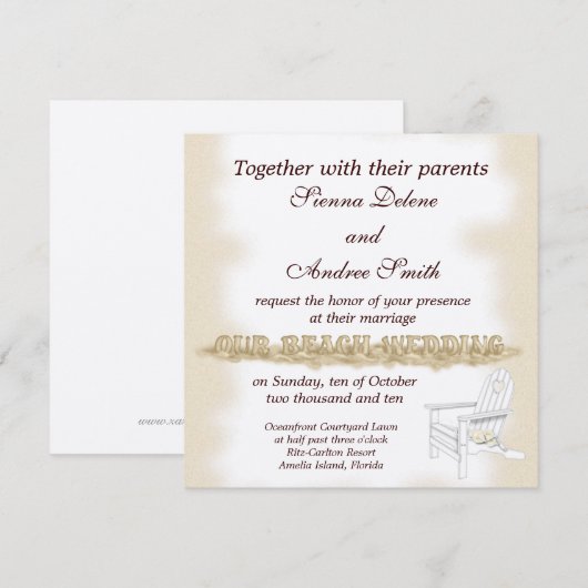 Beach Wedding Kaart (Voorkant / Achterkant)