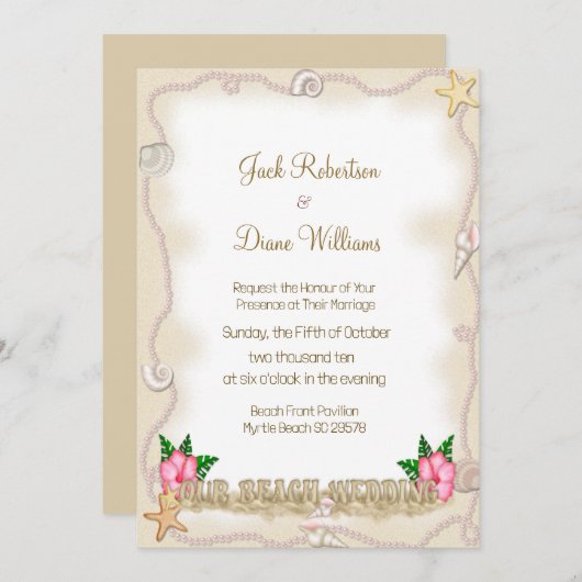 Beach Wedding Kaart (Voorkant / Achterkant)