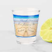 Beach Wedding Keepomwille Hearts in zand Shot Glas (Voorkant)