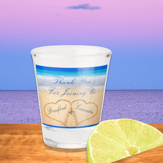 Beach Wedding Keepomwille Hearts in zand Shot Glas