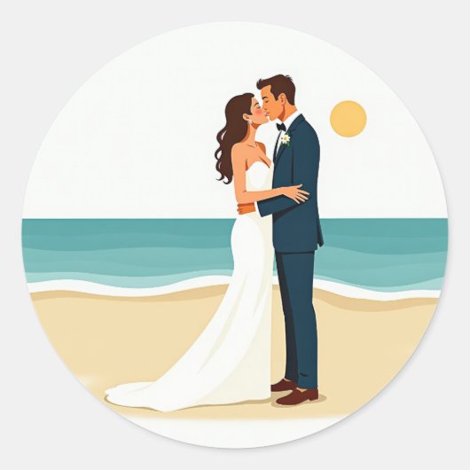 Beach Wedding Kiss Sticker (Voorkant)
