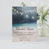 Beach Wedding, Lights Seashell Rehearsal Dinner Kaart (Staand voorkant)