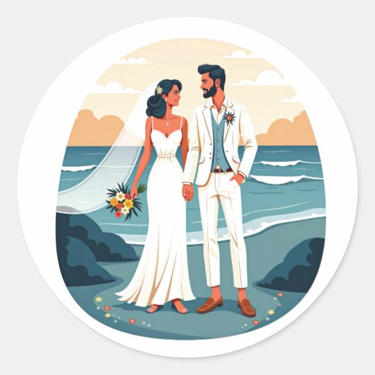 Beach Wedding Love Sticker (Voorkant)