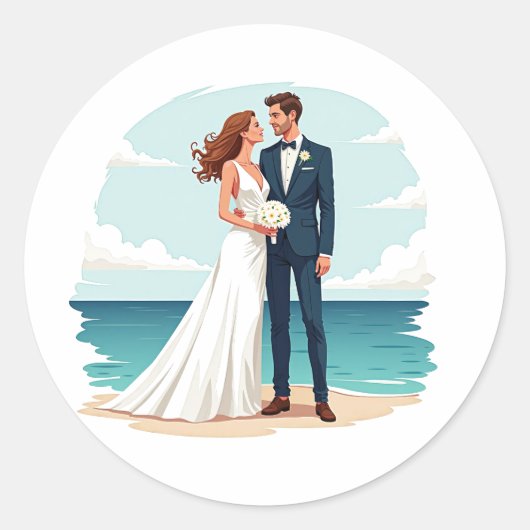 Beach Wedding Love Sticker (Voorkant)