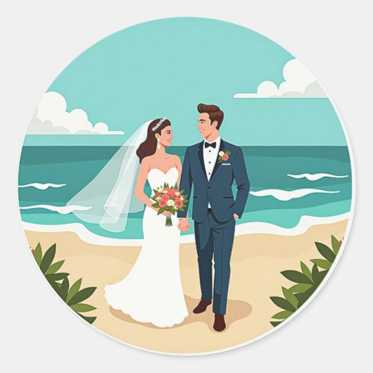 Beach Wedding Love Sticker (Voorkant)