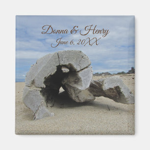 Beach Wedding Memento Driftwood Foto Oceanside Magneet