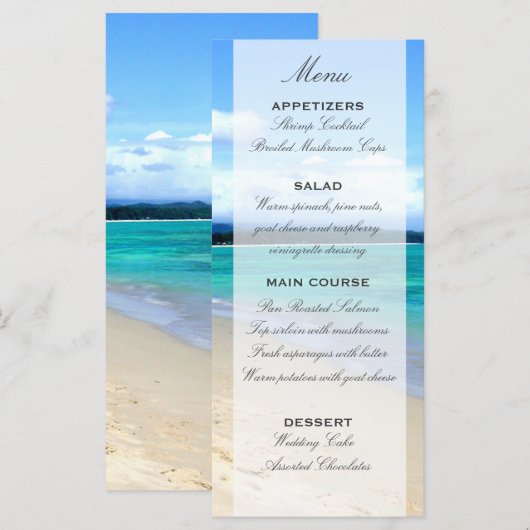 Beach Wedding Menu Sjabloon (Voorkant / Achterkant)