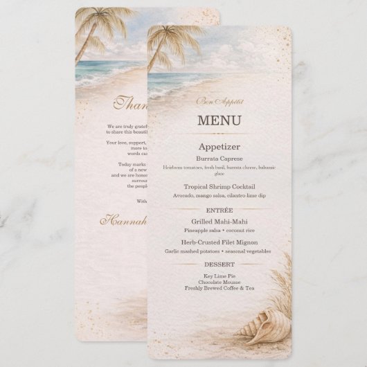 Beach Wedding Menu Template (Voorkant / Achterkant)