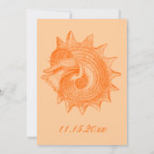 Beach Wedding Mollusk Shell Oranje Kaart (Achterkant)