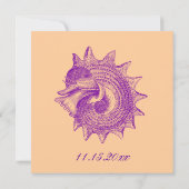 Beach Wedding  Mollusk Shell Paars Kaart (Achterkant)