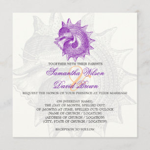 Beach Wedding  Mollusk Shell Paars Kaart