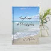 Beach Wedding Monogram Harten zand Kaart (Staand voorkant)