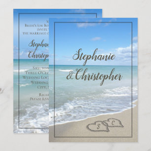 Beach Wedding Monogram Harten zand Kaart