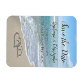Beach Wedding Monogram Harten zand Magneet (Horizontaal)