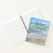 Beach Wedding Monogram Harten zand Notitieboek (Binnen)