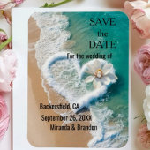 Beach Wedding Monogram Hearts in the Sand Magnet Magneet