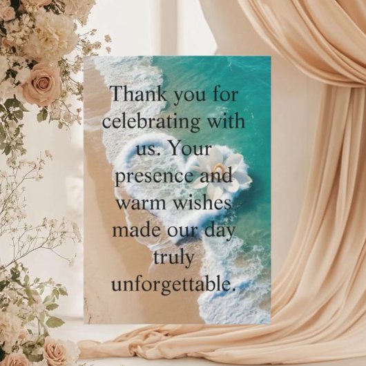 Beach Wedding Monogram Hearts in the Sand Magnet T Bedankkaart