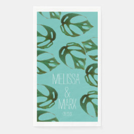 Beach Wedding Monstera Couples Name Servet
