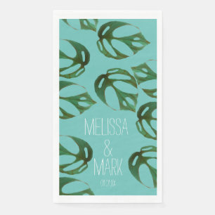 Beach Wedding Monstera Couples Name Servet