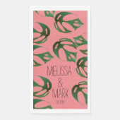 Beach Wedding Monstera Couples Name Servet (Voorkant)
