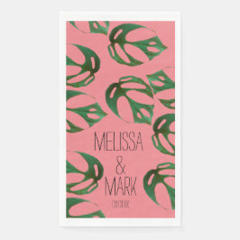 Beach Wedding Monstera Couples Name Servet