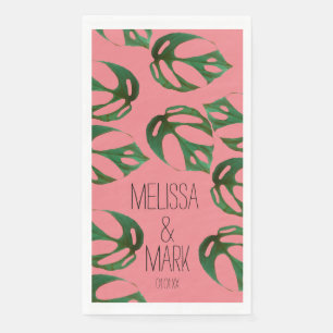 Beach Wedding Monstera Couples Name Servet