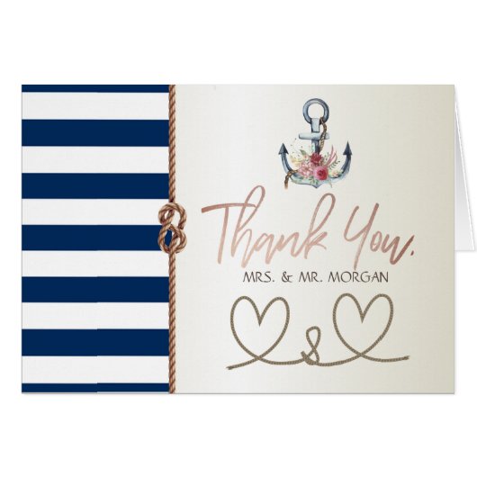Beach Wedding Navy Rope, Harten, gestreept (Voorkant Horizontaal)