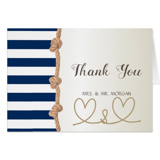 Beach Wedding Navy Rope, harten, Stripes (Voorkant Horizontaal)